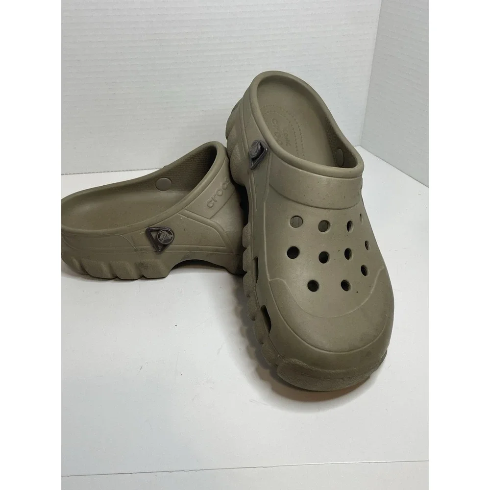 Crocs Offroad Sport Clog Sz 11 Khaki Waterproof, No Heel Strap, Rugged Lug Sole